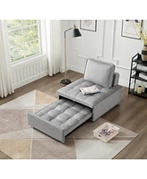 Modern Velvet Convertible Sofa Bed with Removable Backrest