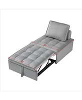 Modern Velvet Convertible Sofa Bed with Removable Backrest