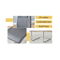 Luxurious Pandora Table and 4 Dark Gray Pu Chairs