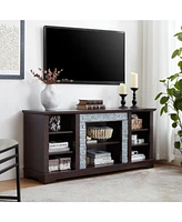 Modern Cherry Tv Stand with Faux Stone Surround