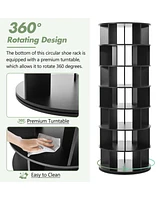23.6" Rotating Shoe Rack Tower, 7-Tier Spinning Shoe Shelf with 5 Grids Per Layer, Display Rack, 360 Revolving Shoe Carousel Closet Organizer for