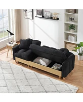 84.64 inches black three-person sofa lift sofa bed with locker sofa bed, sofa soft and comfortable, suitable for bedroom, living room