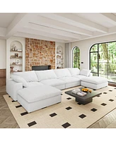 Cloud Modular Sectional sofa with 2 Storage Ottomans,160.6" Down Filled Comfort U Shaped Sofa Couch for Living Room 4seaters+2ottoman