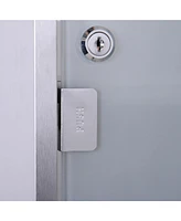 Wall Mounted Medicine Cabinet, Locking Wall Cabinet with 3 Tier Shelves, Stainless Steel Frame and Glass Door, Lockable with 2 Keys, Silver, 12"