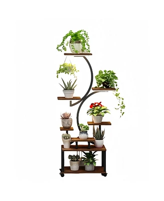 Plant Stand Indoor with Grow Lights, 8 Tiered Indoor Plant Shelf, 61" Tall Plant Stand for Indoor Plants Multiple, Metal Plant Flower Holder Stan