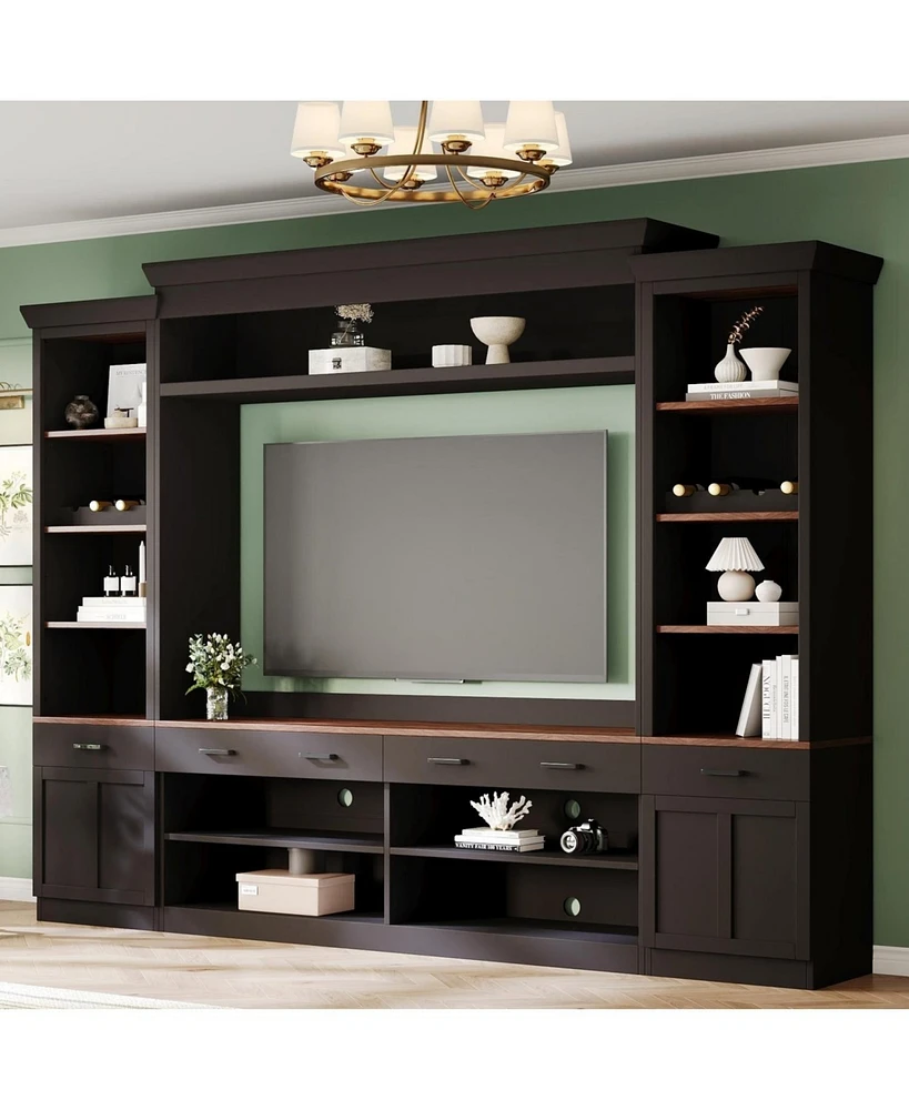 Farmhouse Entertainment Center with Bookshelf, 70" Tv