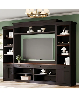 Farmhouse Entertainment Center with Bookshelf, 70" Tv