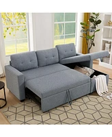 Light Grey Pull Out Sectional Sofa with Storage