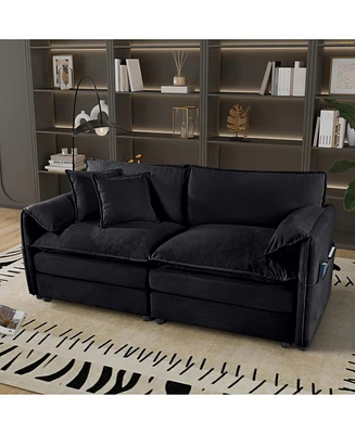 Oversized Chenille Loveseat Sofa - Black