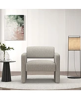 Beige stripe single sofa chair, upholstered comfortable chair with armrests, for dining room/bedroom/living room/reception