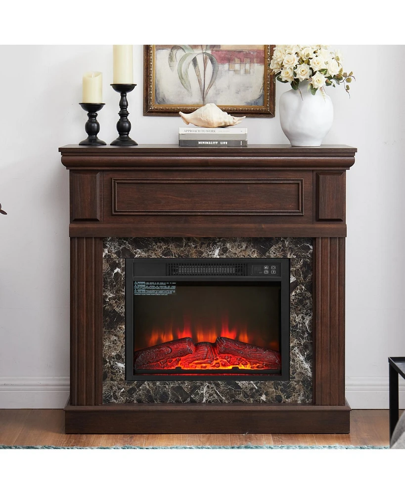 Electric Fireplace with Mantel,fireplace mantel surround with 23" Fireplace Insert, Adjustable Flame, Remote Control, Cherry,41.34"W14"