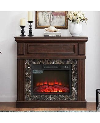 Electric Fireplace with Mantel,fireplace mantel surround with 23" Fireplace Insert, Adjustable Flame, Remote Control, Cherry,41.34"W14"