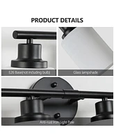 6-Light Vanity Mirror Light with Frosted Glass & Black Frame
