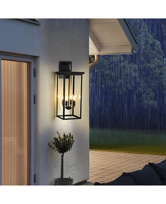 4-Light Black Outdoor Wall Light (No Bulbs)