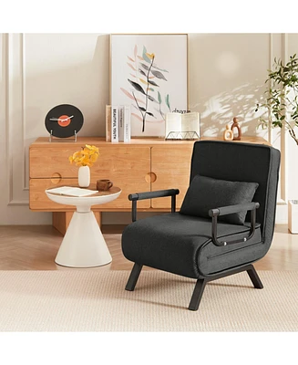5-in-1 Convertible Sleeper Sofa Chair for Adults (Black)