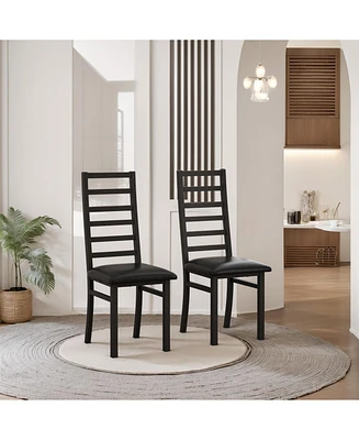Modern Metal Dining Chairs, Set of 2 (Black)