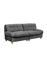 Modern Cloud Compression Sofa, 90.5", Frosted Velvet, Dark Gray