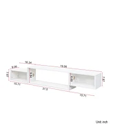 65.35in Wall Mounted Floating Tv Stand with 20 Color LEDs and Charging Station