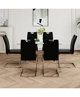Modern Rectangle Glass Dining Table Set (7-Piece)