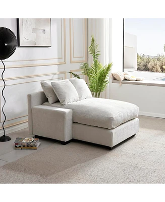 Modern Luxury Sofa Couch for Living Room Quality Chenille Upholstery Sleeper Sofa Bed Daybed Beige Chenille