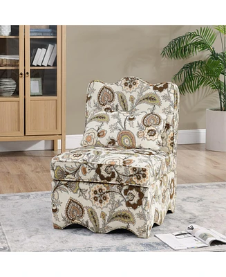 Soft Flannel Dining Chair with Pillow, Perfect for Living Room and Dining - Brown