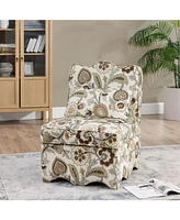 Soft Flannel Dining Chair with Pillow, Perfect for Living Room and Dining - Brown