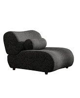 Modular Black Chenille Sofa with Headrests and Cylindrical Pillows