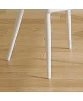 Modern Dining Chairs, White Upholstery and Metal Legs, Cream-Style, 6 Pieces