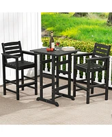 Patio Hdpe Adirondack Bar Chairs Set of 2 with Wide Armrests-Black