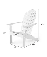 Acacia Wood Outdoor Adirondack Chair with Ergonomic Design-White