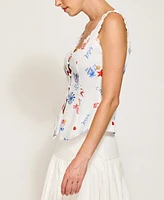 Line & Dot Women's Reeta Square-Neck Top Button-Front