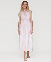 Avec Les Filles Women's Embroidered Cotton Midi Dress