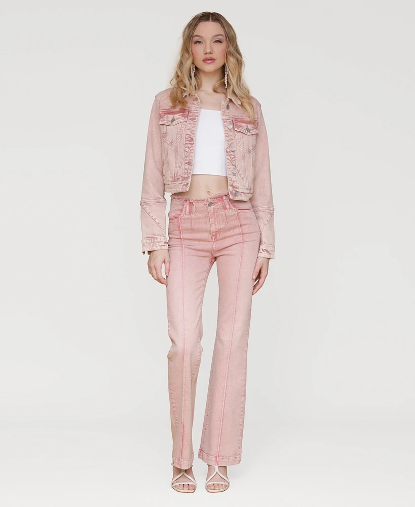 Avec Les Filles Women's Pintucked Flared Jeans