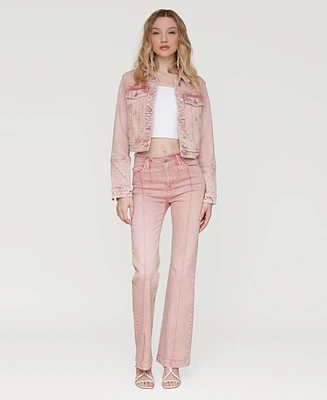 Avec Les Filles Women's Pintucked Flared Jeans