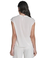 Calvin Klein Women's Studded Cap-Sleeve Crewneck Blouse