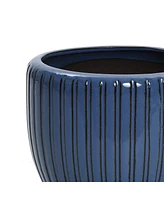 LuxenHome Ribbed Bowl Round Ceramic Decorative Planter Pot