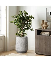 LuxenHome Speckled Gray and Off-White Textured Round Tapered -Inch Tall MgO Planter
