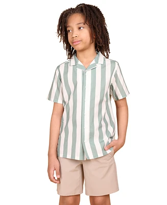 B By Brooks Brothers Big Boys Striped Camp Shirt