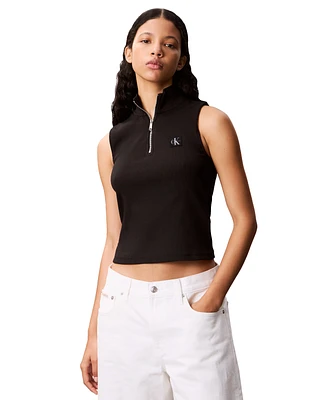 Calvin Klein Jeans Women's Sleeveless Quarter Zip Top