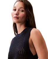 Calvin Klein Jeans Women's Cotton Open-Stitch Tank Sweater