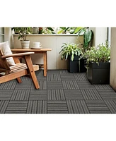 Wood Plastic Composite Deck Tiles Set of 20pcs, Diy Interlocking Decking Tiles, Floor Tile, Durable, Maintenance, Waterproof, Indoor Outdoor, 12x12in