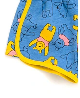 Winnie the Pooh Toddler Girls Disney Minnie Mouse Lilo & Stitch French Terry Tank Top Shirt Dolphin and Active Shorts to