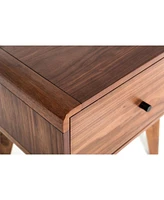 Modern Mid Century Walnut Nightstand with Single Drawer