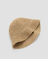 Mango Women's Lurex Straw Bucket Hat
