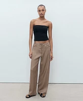 Mango Women's Wide Leg Linen Pants