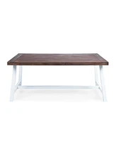 Acacia Wood Dining Table With Rustic Metal Frame