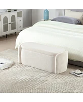 Storage Ottoman, Bedroom End Bench, Upholstered Fabric Storage Ottoman with Safety Hinge, Entryway Padded Footstool, Ottoman Bench for Living Room & B