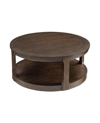 40inch Large Curved 2 Tier Traditional Round Circle Wooden Center Coffee Table,Mid Century Rounded Table with Wheels, Table for living Room,Office,Apa