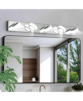 Chrome Led Vanity Light Fixture with Acrylic Shades, Dimmable, 37
