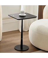 Mdf with metal feet, square shape, located in living space and lounge area, black